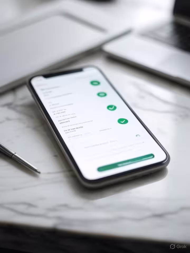 Modern smartphone displaying financial verification app interface with income data and authenticatio