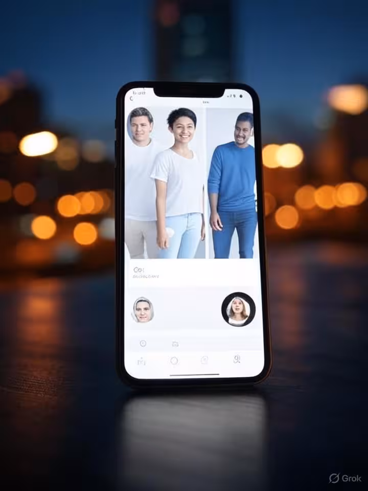 Modern mobile dating app interface displaying on smartphone screen, sleek user interface design, con