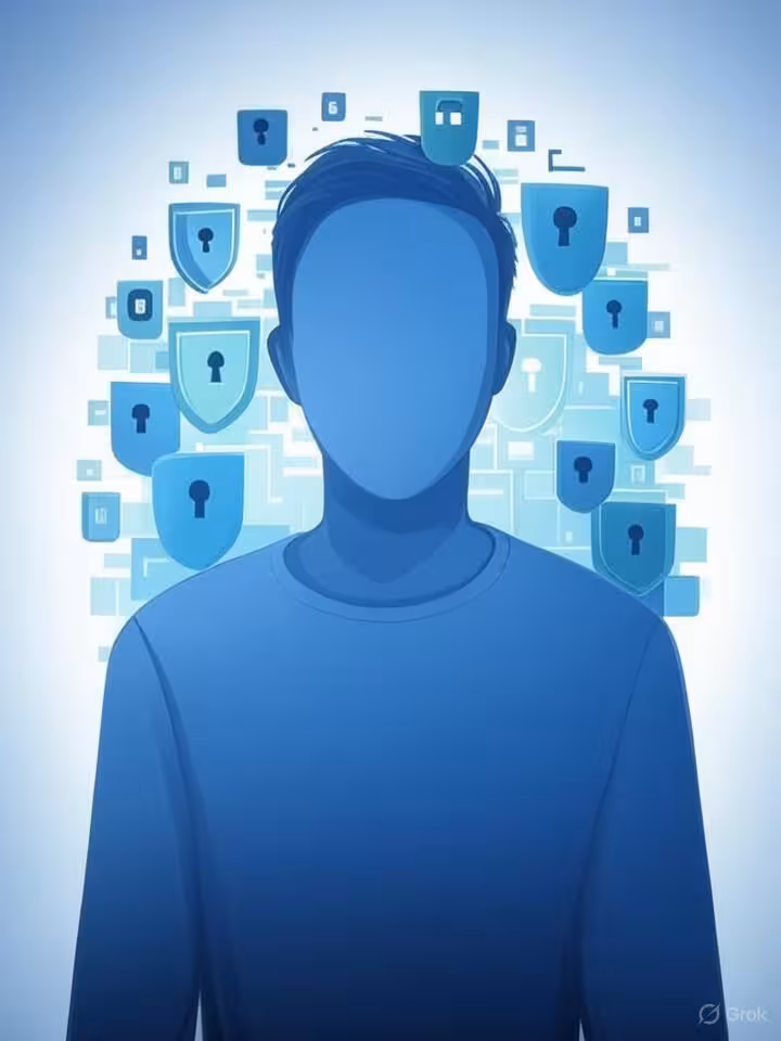 Conceptual illustration of privacy protection in digital dating, lock and shield icons surrounding u